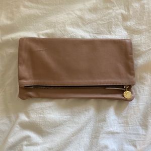 Clare V pink foldover clutch